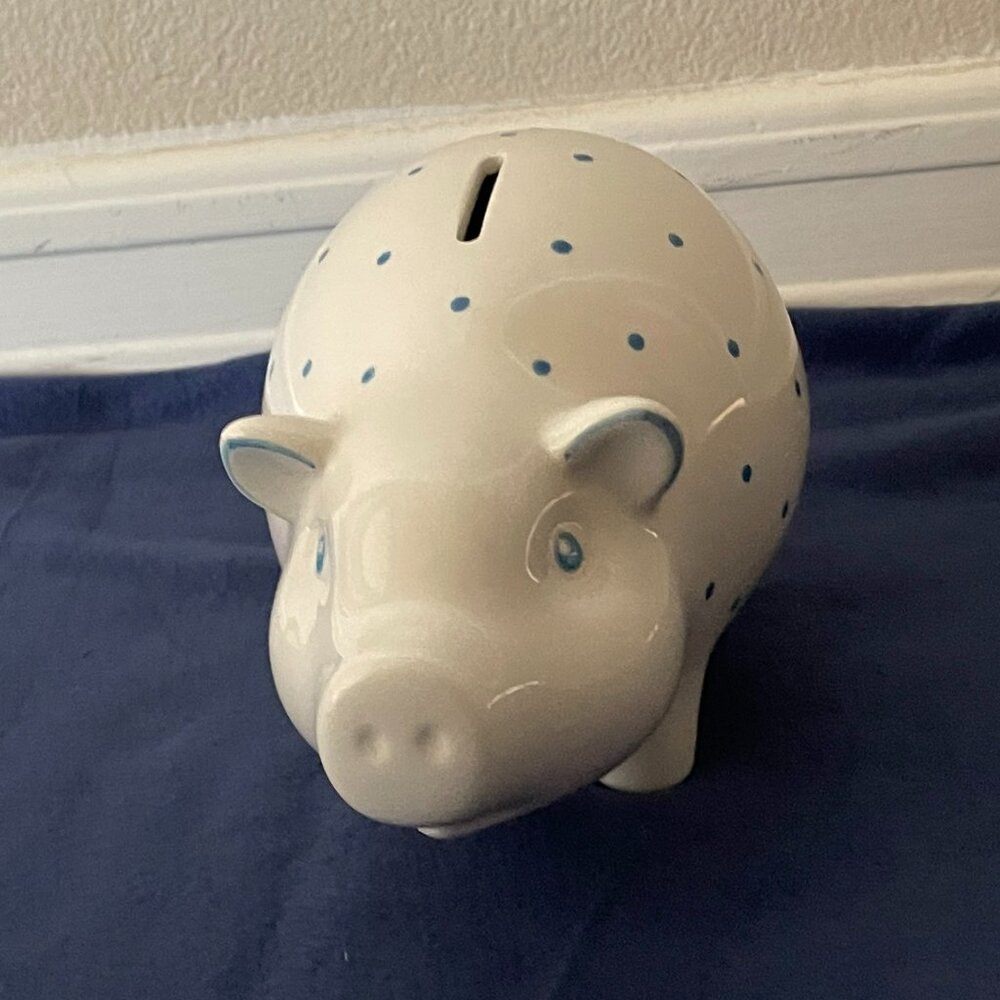 Tiffany Vintage Blue Polka Dot Piggy Bank